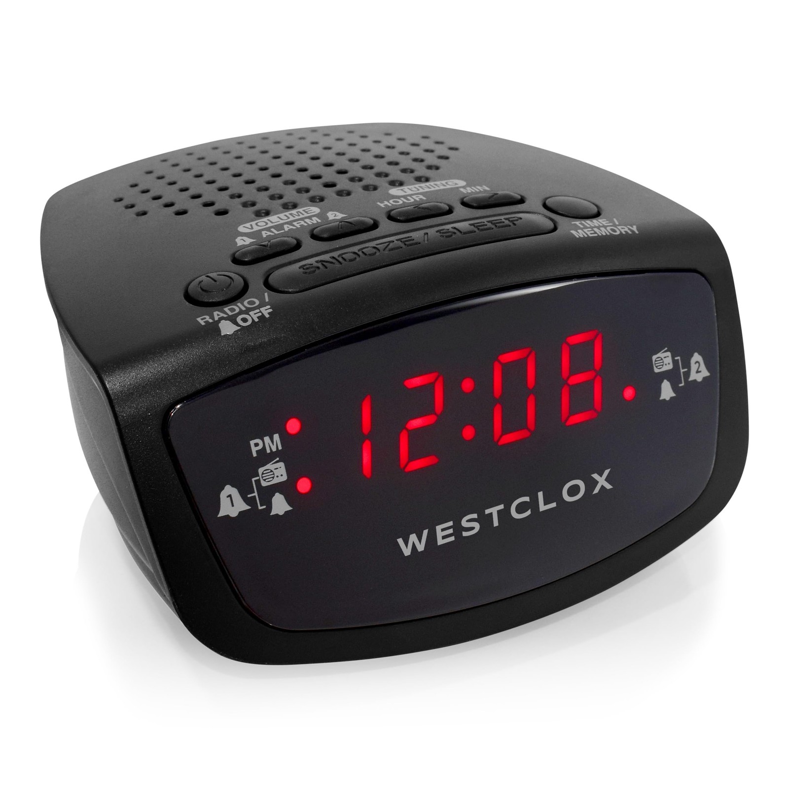 Westclox Dual Alarm Clock Radio With Red Led Display Fm Radio And Snooze Func...