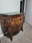 Antique Louis XV Commode Floral Inlay Marble Top Brass Victorian Mahogany — photo 1
