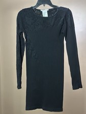 BCBGeneration Y2K Black Lace Bodycon Mini Dress Women M Long Sleeve Goth ClubNWT