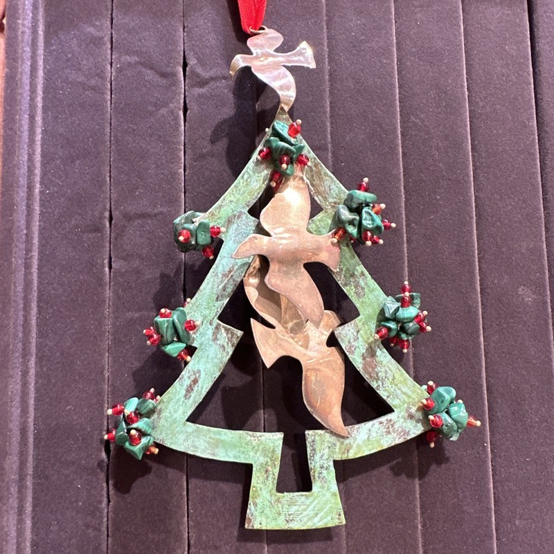 Emilia Castillo Christmas Ornament Sterling Silver Two Sided Dove Tree
