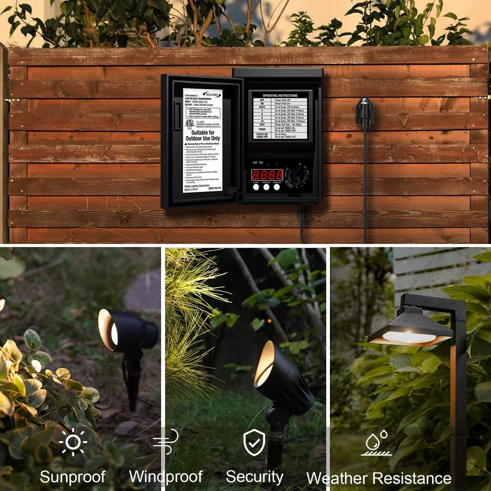 Malibu 200W Power Pack Transformador de Bajo Voltaje Transformador de Iluminación Exterior con... Foto 2 de 4