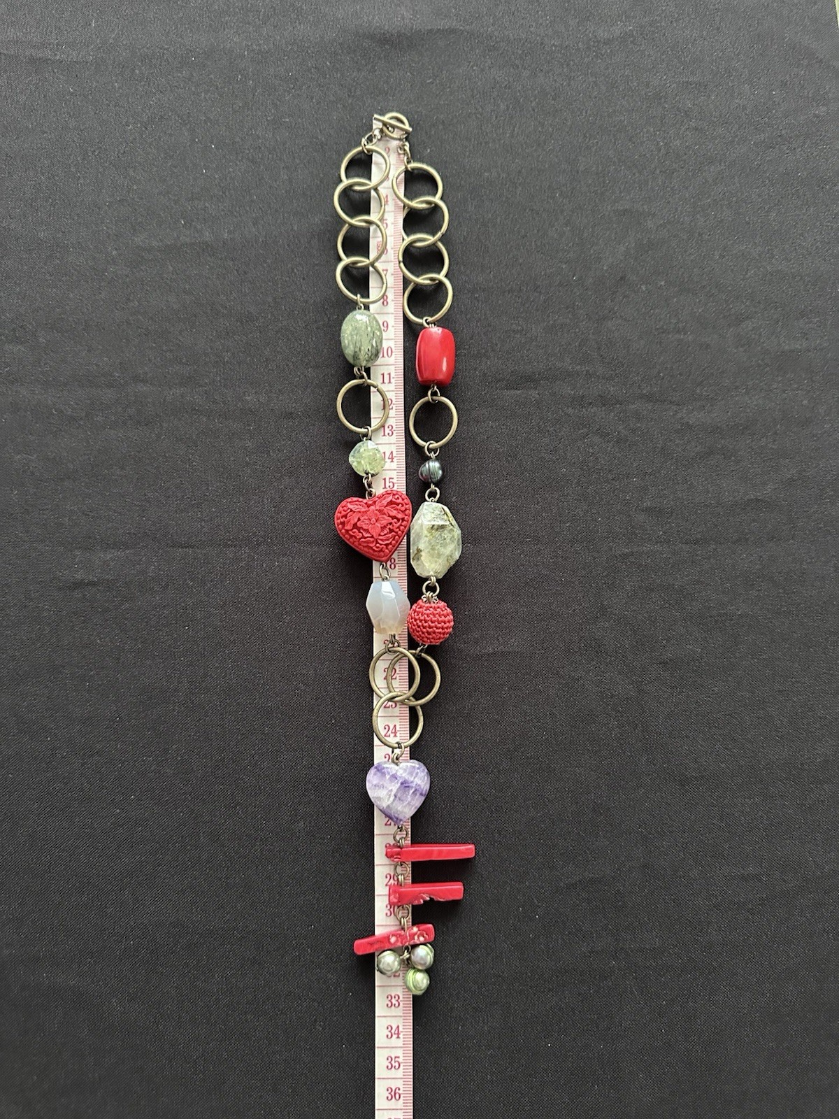 Mixed Gemstone Bead Station Statement Necklace Go… - image 6