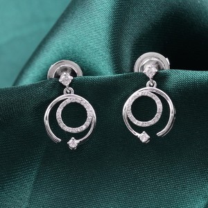 0.20 Ct Lab Grown CVD Round Diamond Dangle Earrings Jewelry Gift 9k White Gold