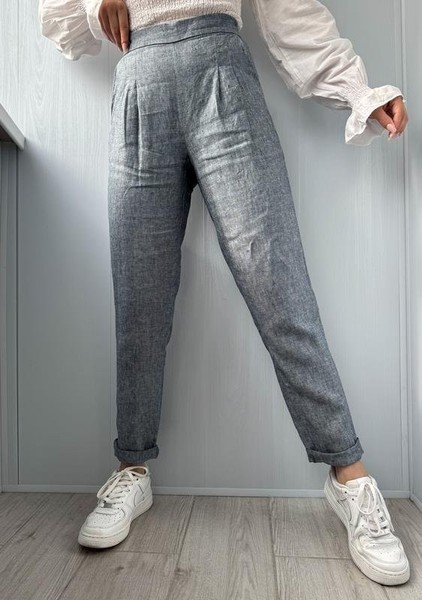 Women White Stuff Trousers Grey Linen 38