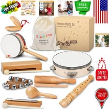 Natural Wooden Instruments for Kids: Creative Musical Set - 9 Essential Pieces