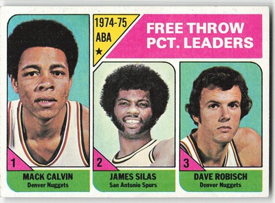 1975-76 Topps #224 Mack Calvin / James Silas / Dave Robisch BASKETBALL Nuggets