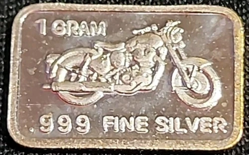 1 Gram .999 Fine Silver Art Bar Ingot. Harley Davidson. Fun Dip Into Investing.