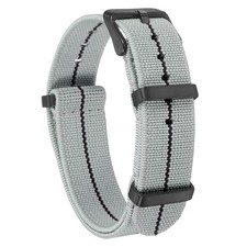 Elastic Nylon Watch Band 18mm Waterproof One Piece Watch Strap, Grey/Black
