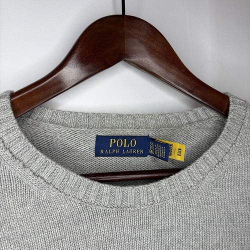 Polo Ralph Lauren Men’s 100% Cotton Crew Neck Sweater Light Grey Size XXL - Picture 4 of 13