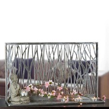 Exklusives Deko Objekt Lianen 60x38cm aus Metall mit Kerzenhalter antik silber