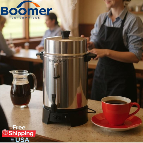 West Bend 100 Cups Coffee Urn Commercial Automatic Water Heater Aluminum Finish - Picture 2 of 2
