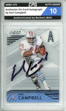 Authentic On-Card Autograph Signed by Earl Campbell CPG Auto Grade 10