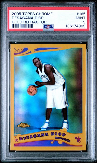 2005 TOPPS CHROME GOLD REFRACTOR #165 DESAGANA DIOP 9/99 PSA 9