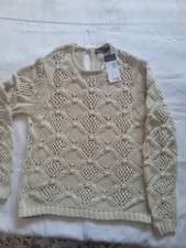 Women's Cotton Crocheted Long Sleeve Knitted Sweater Jumper From PRIMARK Size 10