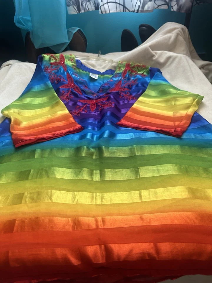 RIMA Beach 均码 OS 黄色红色蓝色彩虹夏威夷侧领带游泳遮盖 — 第 2/2 张图片