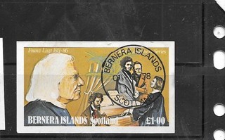 ISLAS BERNERA ESCOCIA 1978 FRANZ LISZI IMPERF HOJA DE RECUERDO ANTIGUA
