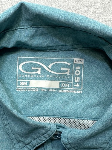 Gameguard Shirt Adult Small Blue Performance Stretch Vented Hiking Outdoors Mens - Picture 2 of 9