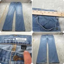 Carhartt Jeans Mens 34x33 Medium Wash Zip Fly Rugged Flex Straight Fit Boot