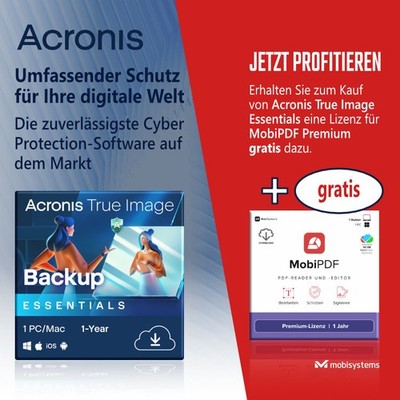 Acronis True Image 2026 Essentials 1-PC 1 J + Mobi PDF Premium 1-PC / 1 J / KEY