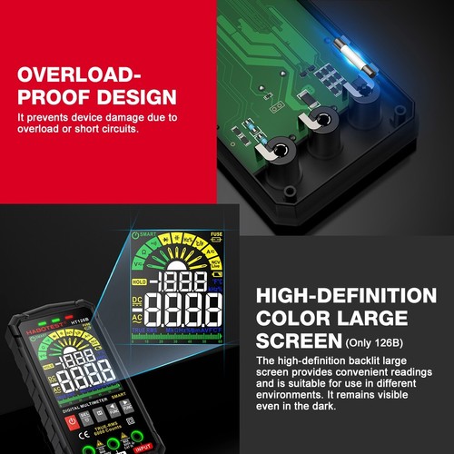 HABOTEST HT126B MULTÍMETRO digital voltímetro amperímetro probador de CA CC medidor de cables - Imagen 7 de 15