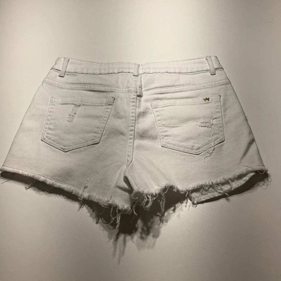 Pantalones Cortos Nicki Minaj Mujer Junior Talla 5/6 Blanco Corte Denim Destruido tiro Alto Foto 2 de 4