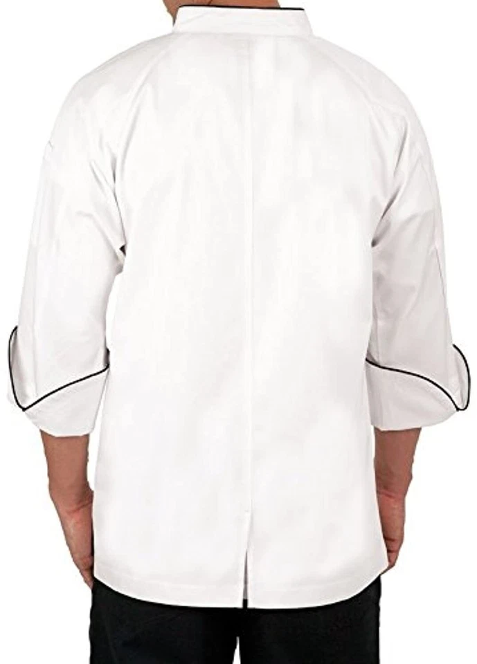Chef Shirt Men Single Breast Restaurant Uniform Chhef Coat Single Piping - Image 2 of 4