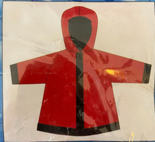 NWT Unbranded Kids Red Black Rainslicker Waterproof Easy Snap Size M/L Ages 3-4