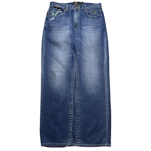 Vintage Y2K Akademiks Studded Wide Leg Baggy Jeans Mid Wash 36X32 Hip Skater - Picture 3 of 7