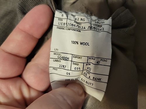 Jos A Bank Gordon 2 Pc Suit Men's 42R 34W 35x29.5 Wool Gray Signature Pleated - Picture 20 of 23