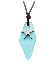 Hawaiian Jewelry Sea Glass Necklace, Turquoise Necklace Blue Necklace Starfish