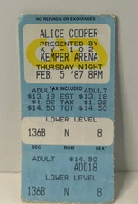 Alice Cooper Ticket Stub February 5th 1987 Kemper Arena Kansas City Missouri
