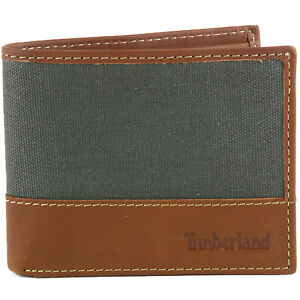 Timberland Mens Passcase Wallet Canvas & Leather Trim Bifold ID Card Case Holder - Click1Get2 Offers
