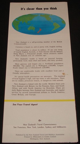 1960s NEW ZEALAND IS A MUST TOURIST FOLD OUT BROCHURE SOUTH PACIFIC WONDERLAND - Picture 2 of 4