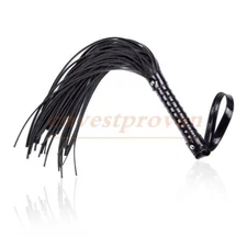 Bondage Leather Tassels Whip Flogger Handle Restraints Couple Slave Flirt Tool 