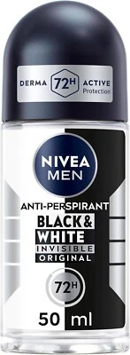 NIVEA MEN Black & White Original 72hr Anti-Perspirant Deodorant Roll-On 50ml UK