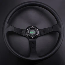 14INCH Black Universal Racing Steering Wheel Aluminum Drifting Deep Dish 6 Bolt