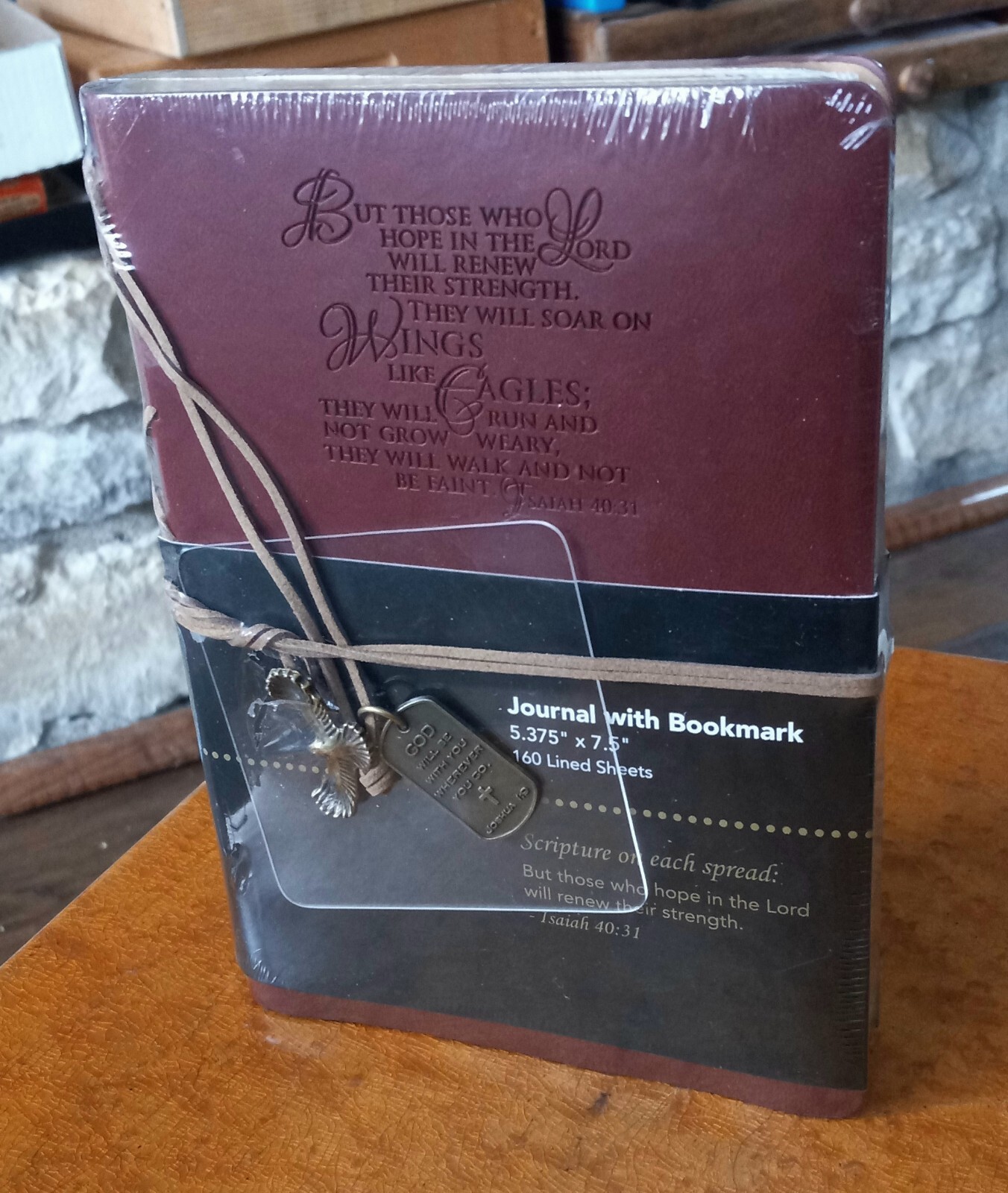 Inspirational Scripture Journal with Bookmark Charm - 160 Gold-Gilded Pages Isaiah 40:31 Design  -image