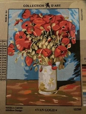 Printed Needlepoint Canvas Only Collection D Art Red Flowers 40x50 Cm