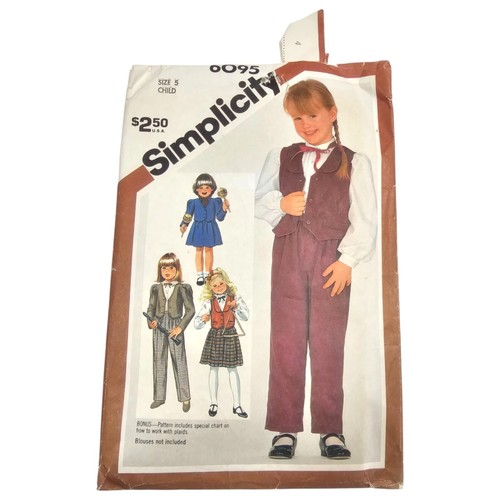 Simplicity 6095 Pantalone Pullon Bambino Gonna Foderato Giacca Gilet SOLO ISTRUZIONI - Foto 1 di 4