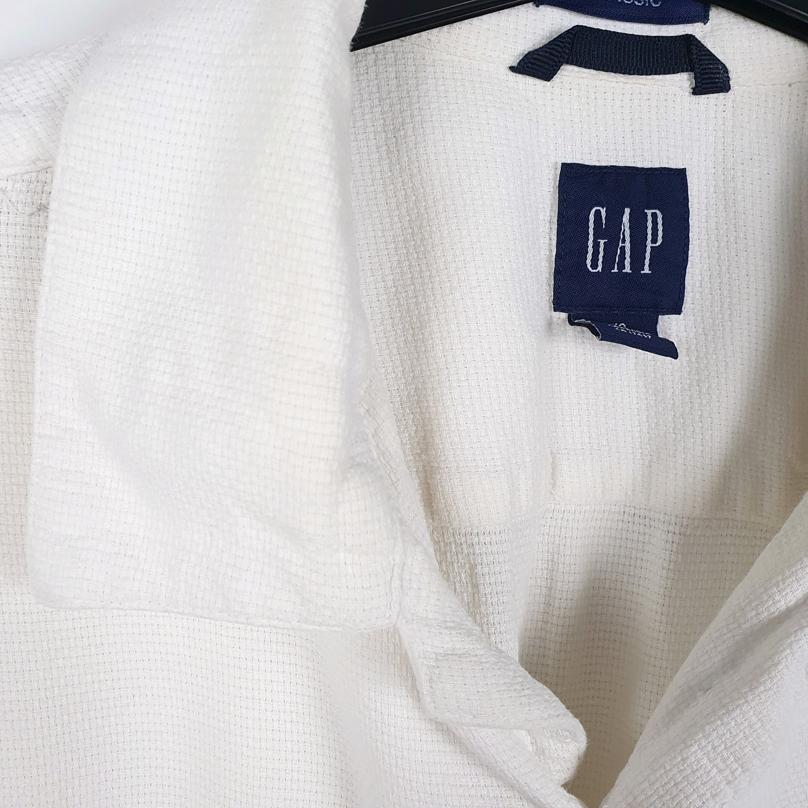 GAP Cream Shirt Classic Short Sleeve Casual Cotton Mens L image 4