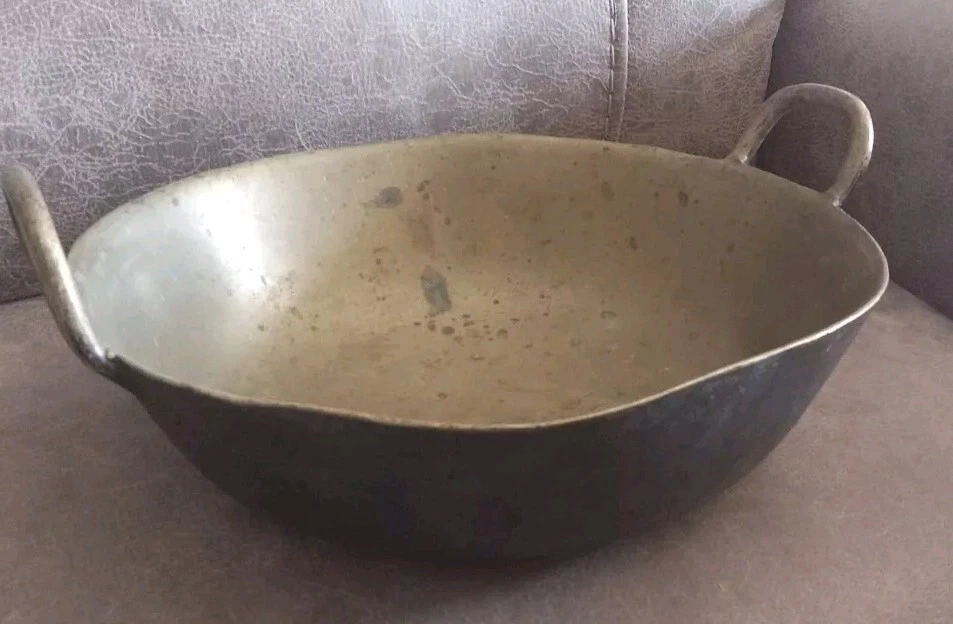 Olla de latón de la era victoriana de la guerra civil marcada CC 11 3/8 de ancho 5 libras ENVÍO GRATUITO A EE. UU. Foto 3 de 4