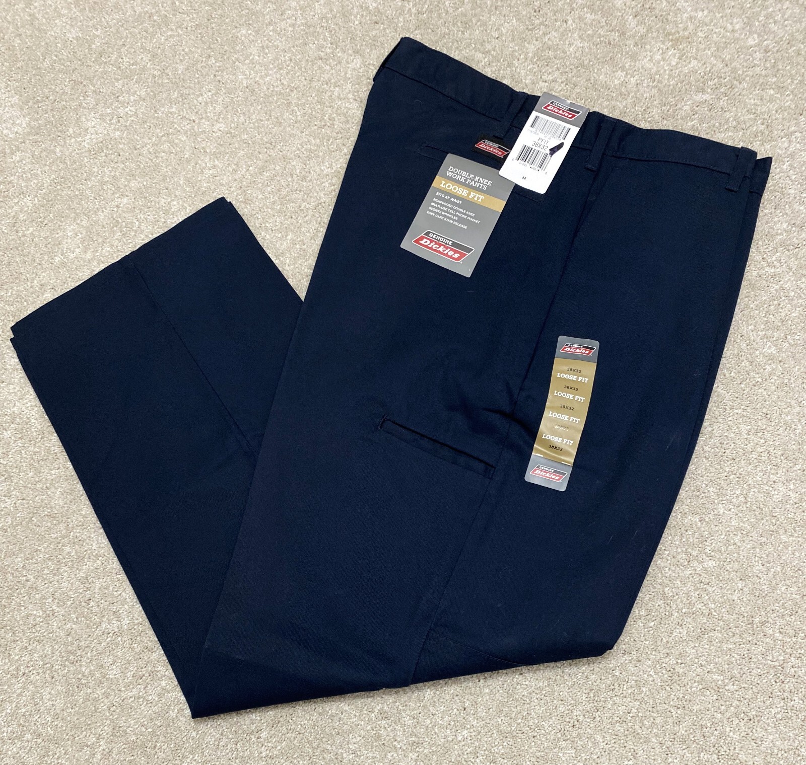Dickies Loose Fit Double Knee Work Pants with Cell Phone Pocket 38x32 New With Tags