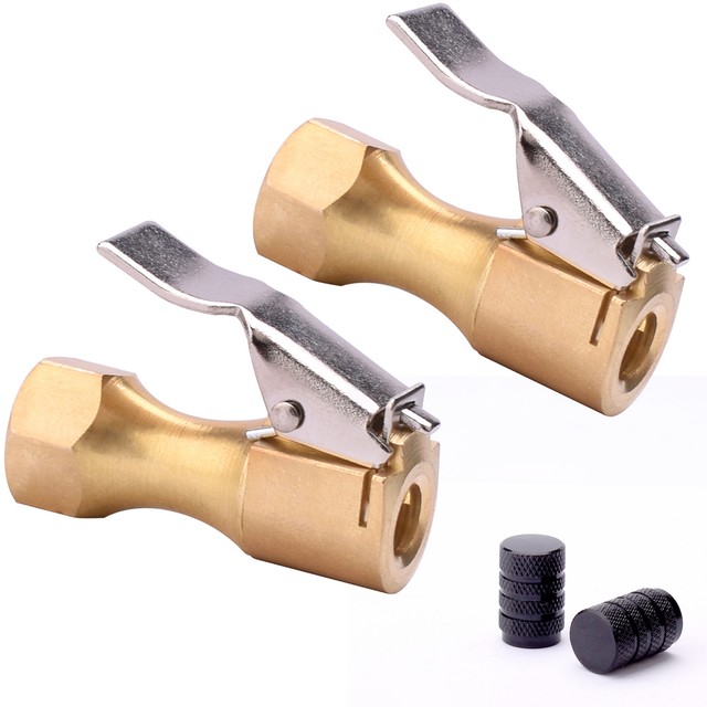 2 Pcs 1/4inch 6mm Heavy Duty Open Flow Lock in Tire Chuck With Clip Air