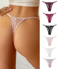 Women's 1Pc Sexy Hollow-Out Thong for-Nylon Knit V-Strings Underwear