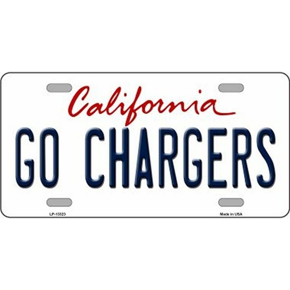 NFL Go Chargers License Plate Metal Auto Sign San Diego New Retro