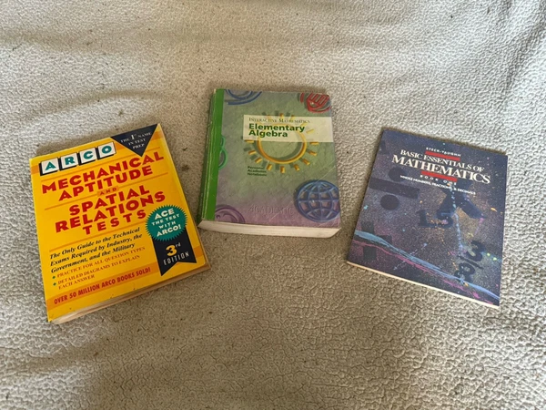 Elementary algebra and some Spatial Relations Test Basic Mathematics Qty3 Books