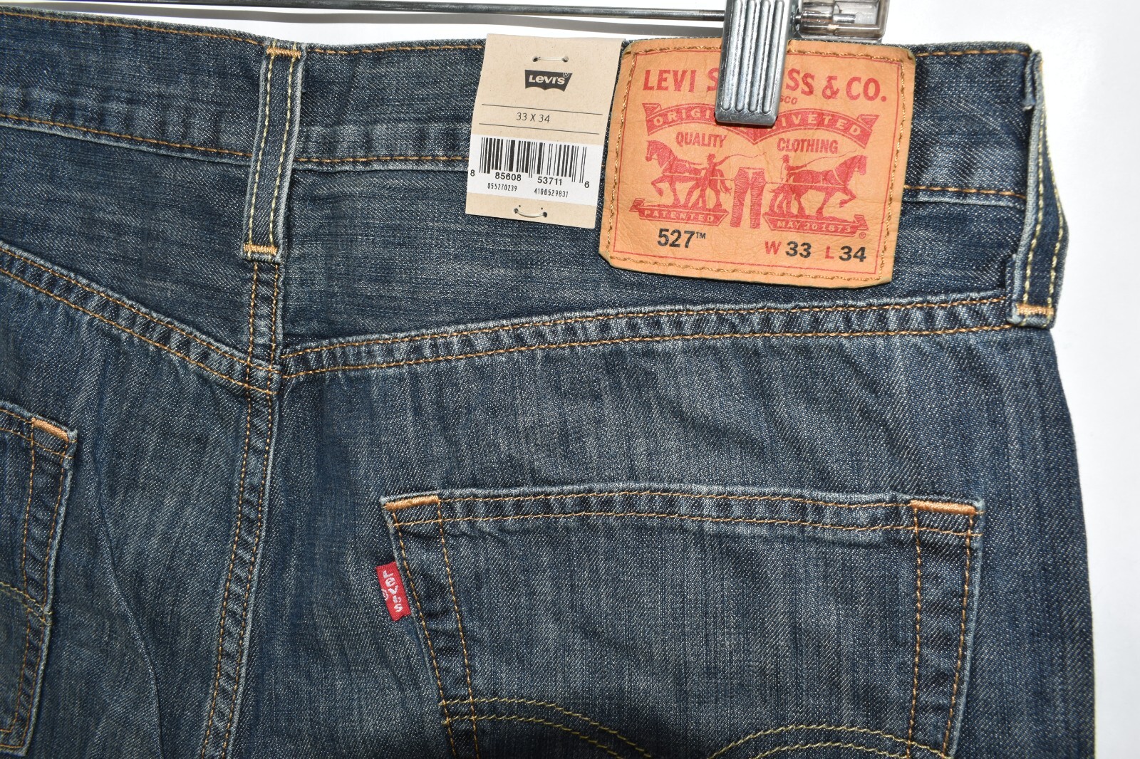 New Levi's 527 Slim Bootcut Boot Cut Blue Jeans Mens Size 33x34