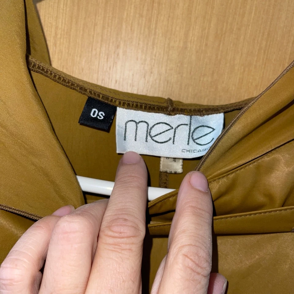 Merle Chicago Vintage Womens Jacket One Size Tan Cocoon Poncho Hooded Cape - Image 3 of 4