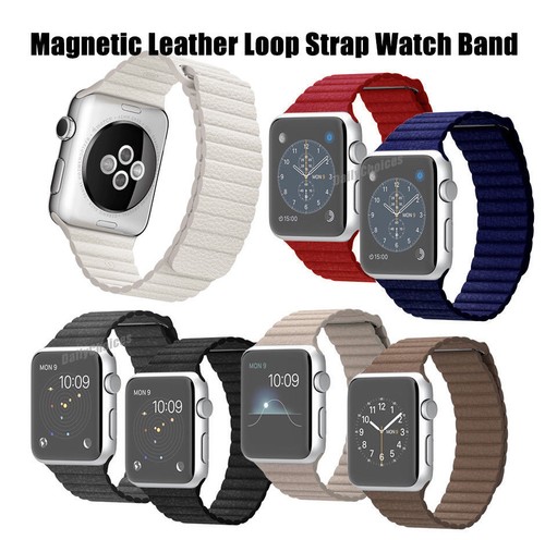 Magnetic Leather Loop Strap Apple Watch Band for iWatch Series 9 8 7 6 5 4 3 2 - Picture 4 of 36