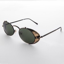 Steampunk Goggle Sunglass with Side Shields Vintage Bronze / Green Lens - Orson